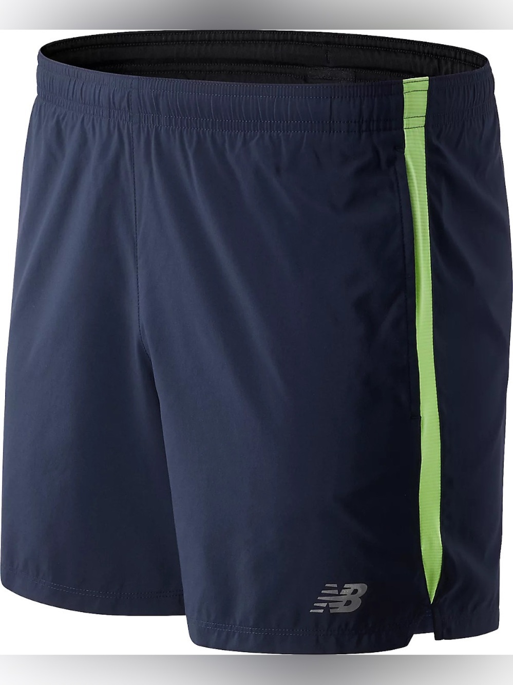 New Balance Men's Navy Shorts with Neon Yellow Side Panels